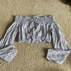 Off The Shoulder Striped Crop Top